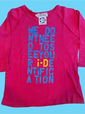 i-D Worldwi-De Pink Graphic 3/4 Sleeve Shirt - Vintage - One of a kind